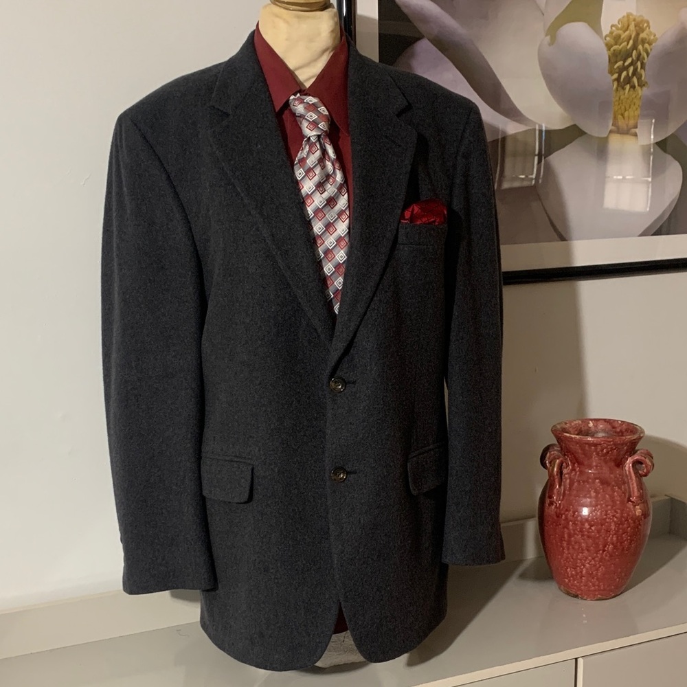 100% Cashmere Classic Gray Men's Blazer